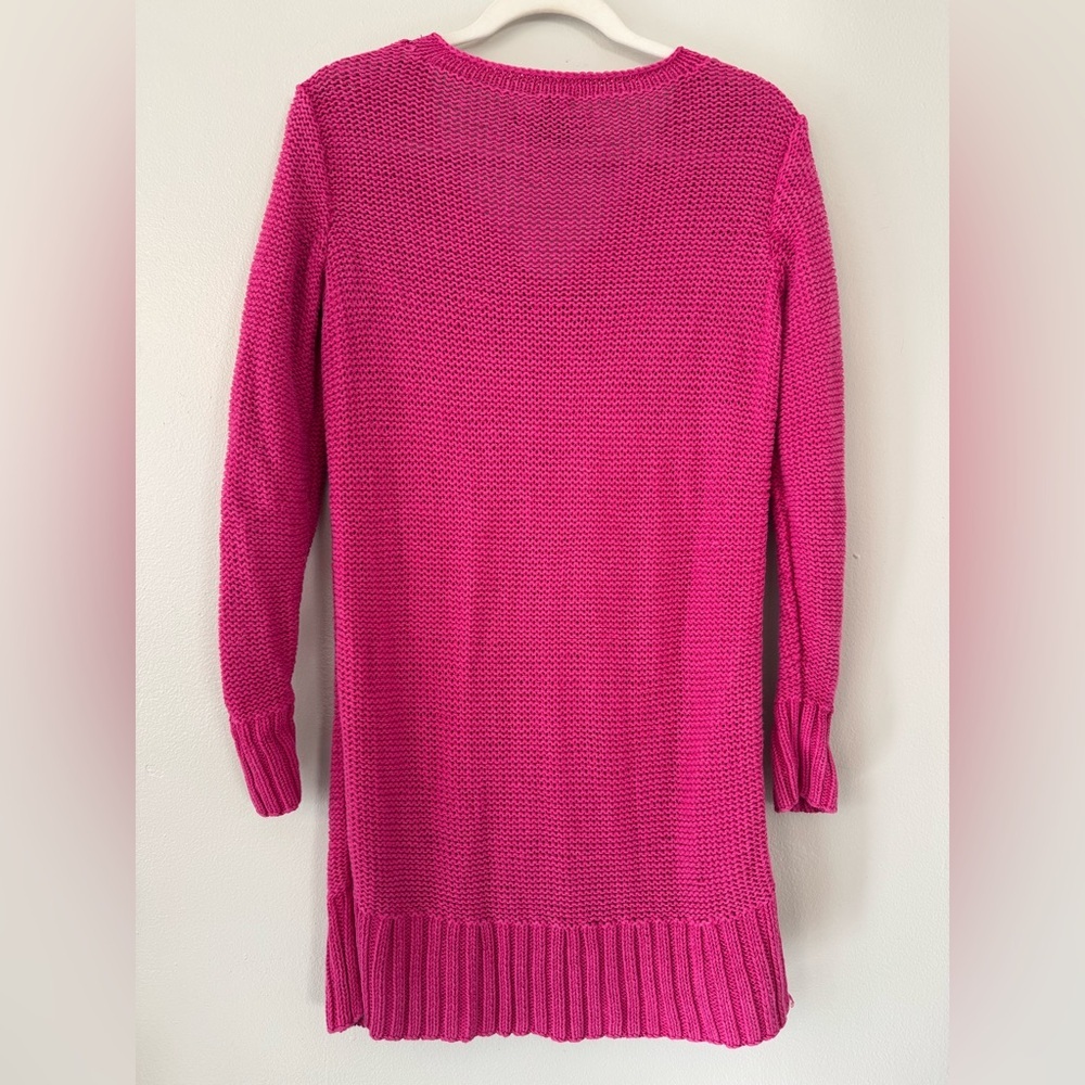 Ralph Lauren Women’s Hand Knit Linen V Neck Sweater Dress in Pink - Picture 4 of 4